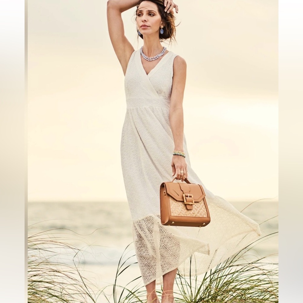 Spartina 449 Louisa Lace Dress Ivory White Maci Dress Small S WOW PRICE